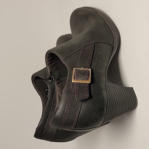 Clarks Bendables Shooties Ankle Boot Booties Shoes Block Heels Black Leather 9.5 - Picture 5 of 16